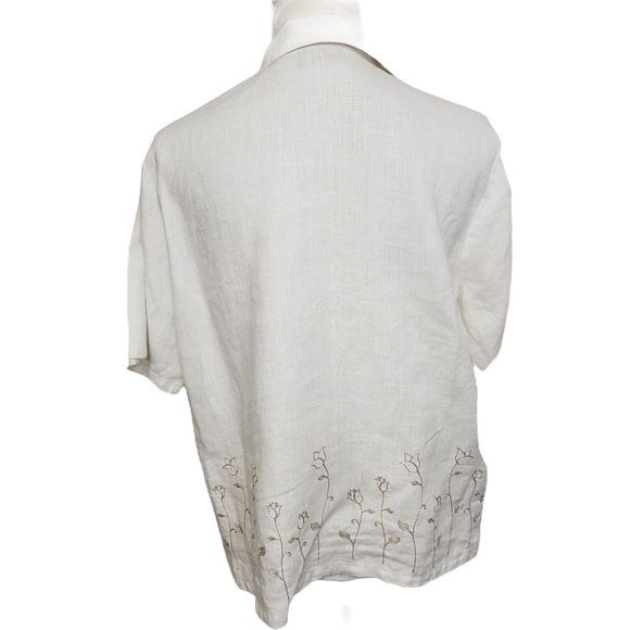 Studio Works Linen Capri Pant and Shirt Set PL Ivory and Taupe EUC - Picture 6 of 16